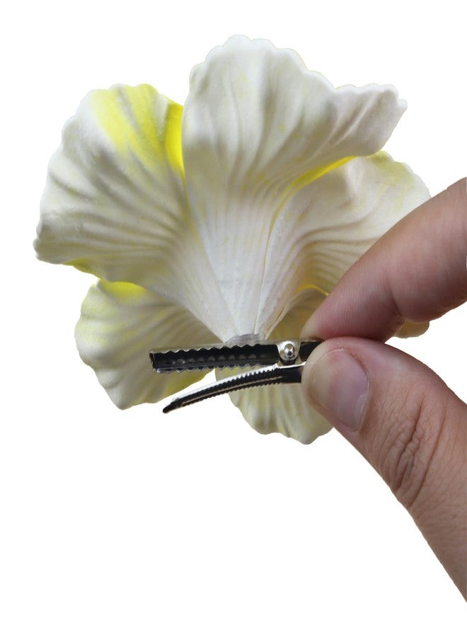 Aacehlh 6pcs Hawaiian Flower Hair Clips,3.94 Inch Plumeria Hair Clips Hibiscus Hair Barrettes for Hawaii Tropical Party Decorations, Luau Party Supplies favors, Bridal Wedding - Image 3